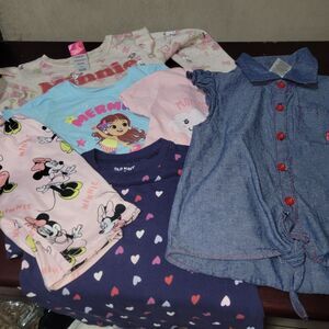 Toddler Girls Bundle 3-4T Tops Sweater  Shorts Minnie Mouse Mermaid Hearts (GMB)
